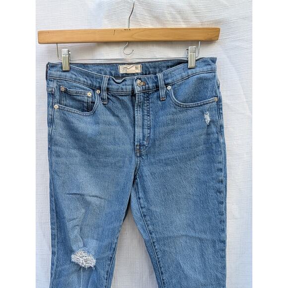Madewell Women's Mid Rise Perfect Vintage Jeans Sz 29 Cropped Capri Distressed - Picture 2 of 8
